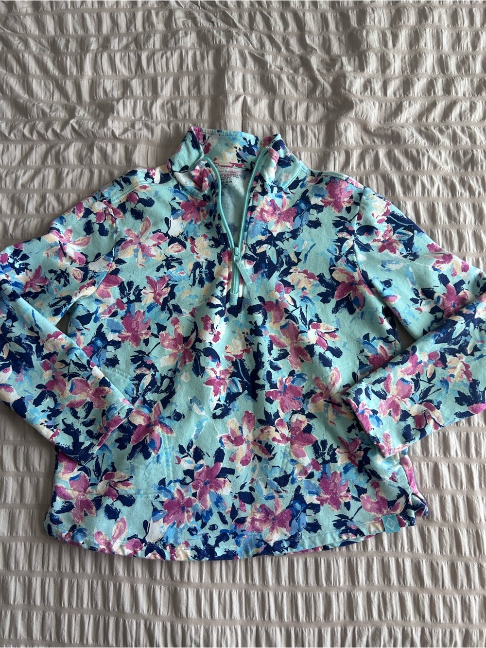 Vera Bradley Blue Floral Quarter Zip w/ Pockets (M)